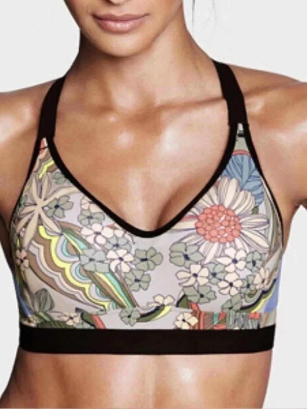 VICTORIAS SECRET MULTICOLOR FLORAL INCREDIBLE VSX SPORT BRA MAX SUPPORT 38D E85 - Picture 1 of 11